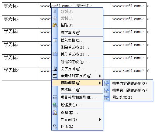 自動(dòng)調(diào)整表格