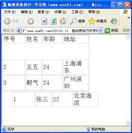 拖動表格行改變順序運行效果