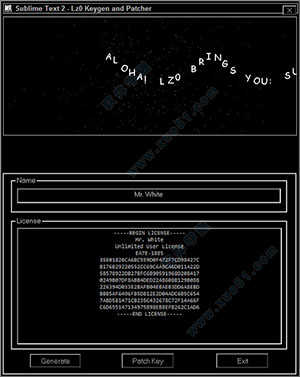 sublime text2注冊機