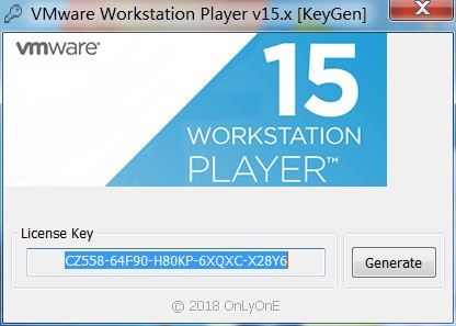 VMware Workstation Player 15 注冊機